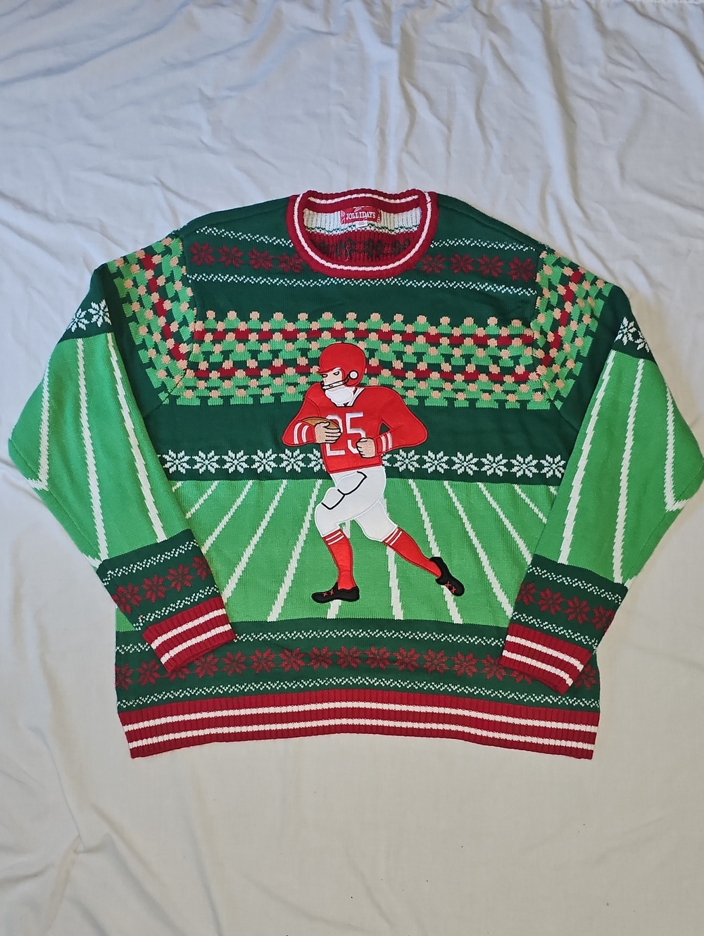 JOLLIDAYS Big Men's Size 4XB Ugly Christmas Football Crewneck Sweater New
